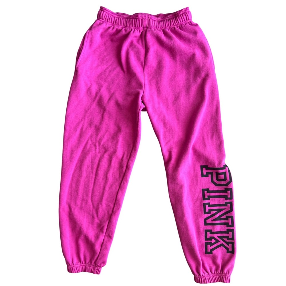 PINK Victoria's Secret Jogger Sweatpants Hot Pink Logo High Rise Barbiecore S